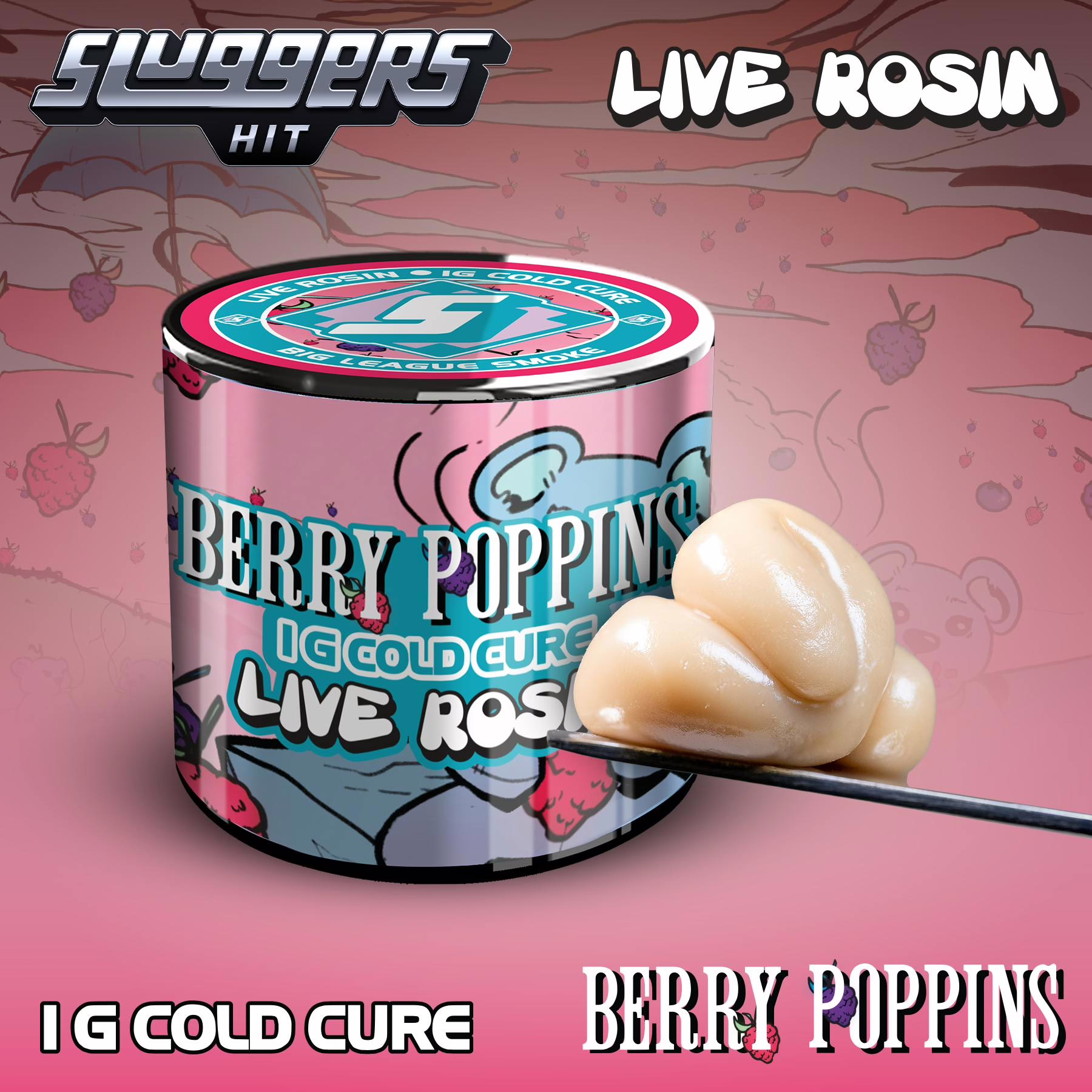 Berry Poppins Sluggers Live Rosin 1g 1 Berry Poppins Sluggers Live Rosin 1g